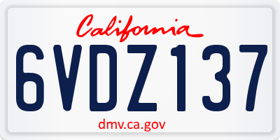 CA license plate 6VDZ137