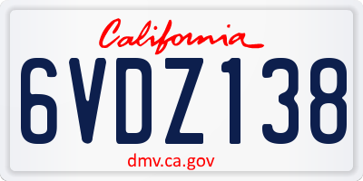 CA license plate 6VDZ138
