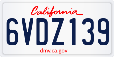 CA license plate 6VDZ139