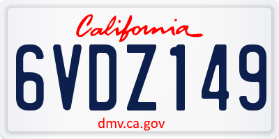 CA license plate 6VDZ149