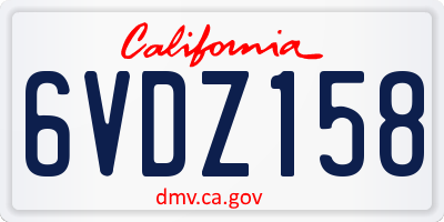 CA license plate 6VDZ158