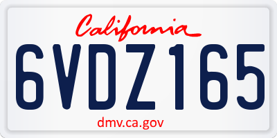 CA license plate 6VDZ165