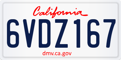 CA license plate 6VDZ167