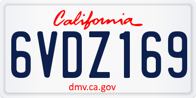 CA license plate 6VDZ169
