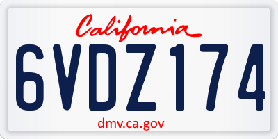 CA license plate 6VDZ174