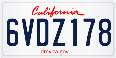 CA license plate 6VDZ178