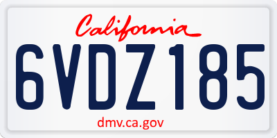 CA license plate 6VDZ185