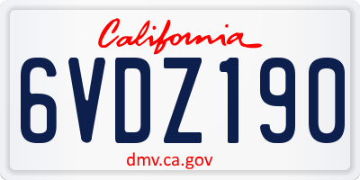 CA license plate 6VDZ190