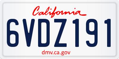 CA license plate 6VDZ191
