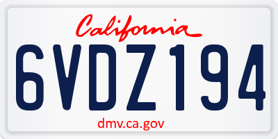 CA license plate 6VDZ194