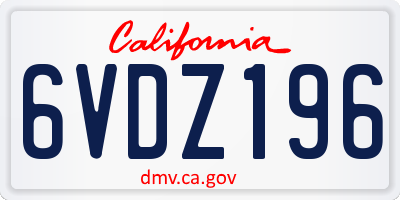 CA license plate 6VDZ196