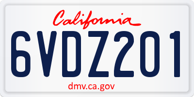 CA license plate 6VDZ201