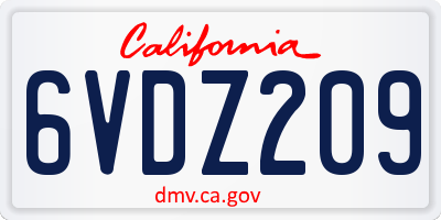 CA license plate 6VDZ209