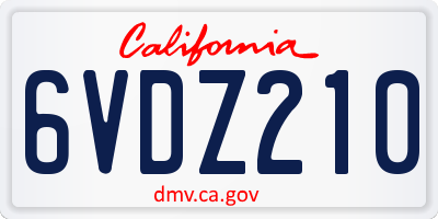 CA license plate 6VDZ210