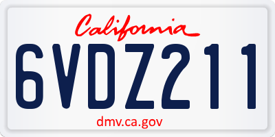 CA license plate 6VDZ211