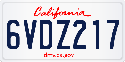 CA license plate 6VDZ217