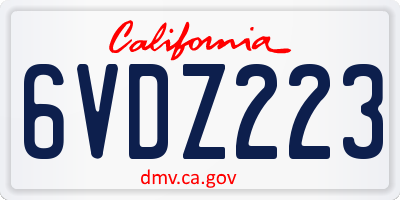 CA license plate 6VDZ223