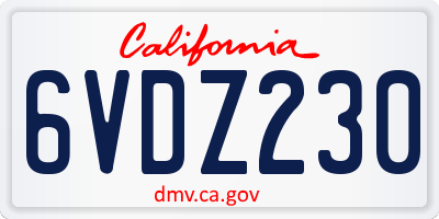 CA license plate 6VDZ230