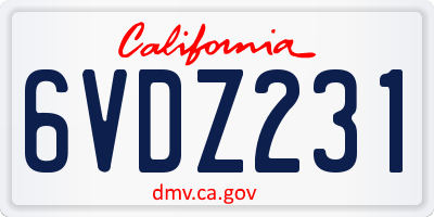 CA license plate 6VDZ231