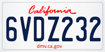 CA license plate 6VDZ232