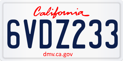 CA license plate 6VDZ233