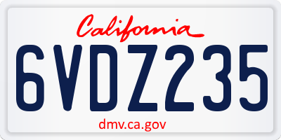CA license plate 6VDZ235