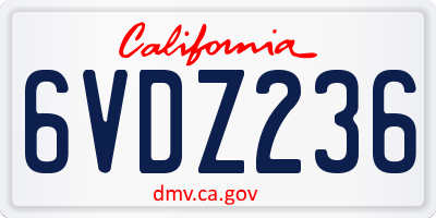 CA license plate 6VDZ236