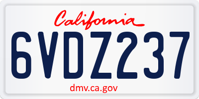 CA license plate 6VDZ237