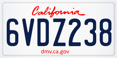 CA license plate 6VDZ238
