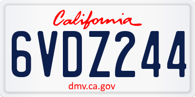 CA license plate 6VDZ244