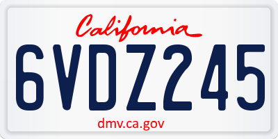 CA license plate 6VDZ245