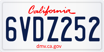 CA license plate 6VDZ252