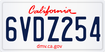 CA license plate 6VDZ254