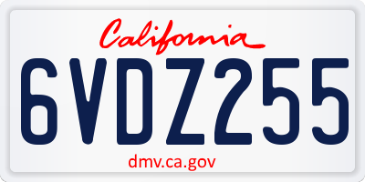 CA license plate 6VDZ255