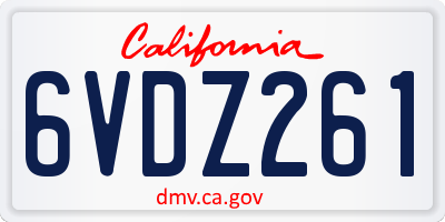 CA license plate 6VDZ261