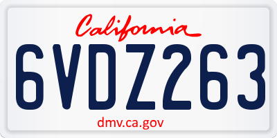 CA license plate 6VDZ263