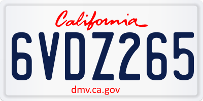 CA license plate 6VDZ265