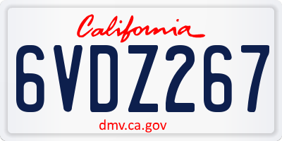 CA license plate 6VDZ267