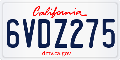 CA license plate 6VDZ275