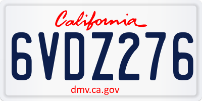 CA license plate 6VDZ276