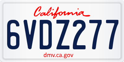 CA license plate 6VDZ277