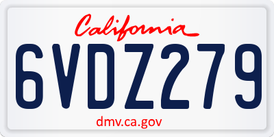 CA license plate 6VDZ279