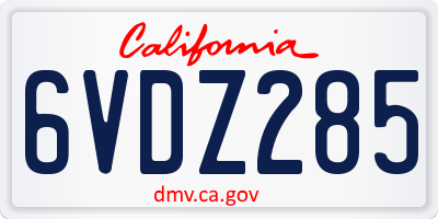 CA license plate 6VDZ285