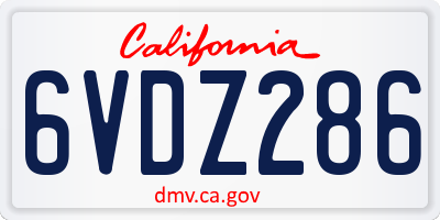 CA license plate 6VDZ286