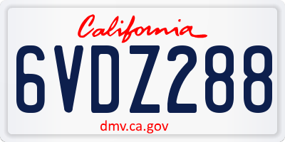 CA license plate 6VDZ288