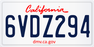 CA license plate 6VDZ294