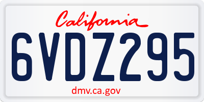 CA license plate 6VDZ295