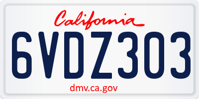 CA license plate 6VDZ303