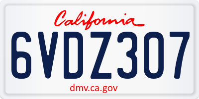 CA license plate 6VDZ307