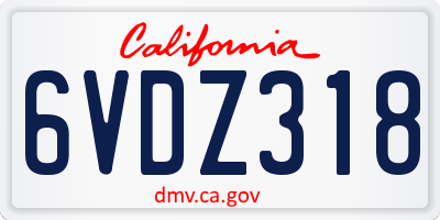 CA license plate 6VDZ318